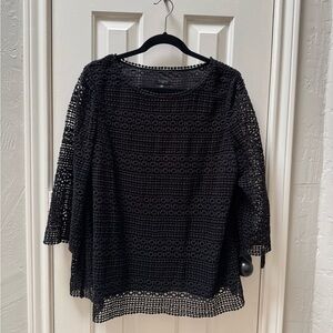 Talbots 1X Crochet Lace Blouse, Black
